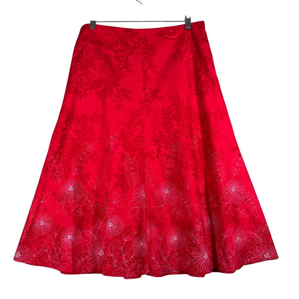 Christopher & Banks Skirt‎ Floral A-Line Midi Embroidered Casual Office Size 8